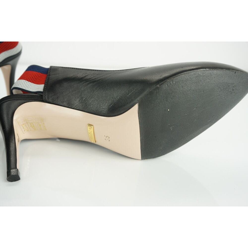 Gucci Sylvie Black Leather Web Strap Pointed Toe Slingback Pumps Size 35 $695 - Picture 3 of 9